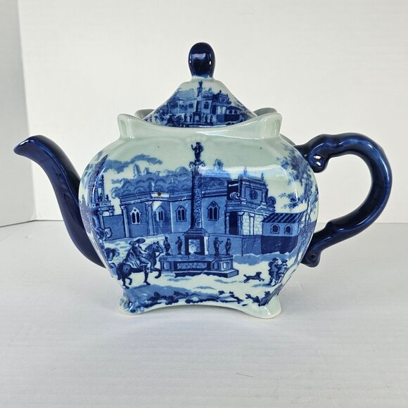 Genuine Victoria Ware Ironstone Flow Blue And White Large Teapot - Picture 4 of 15